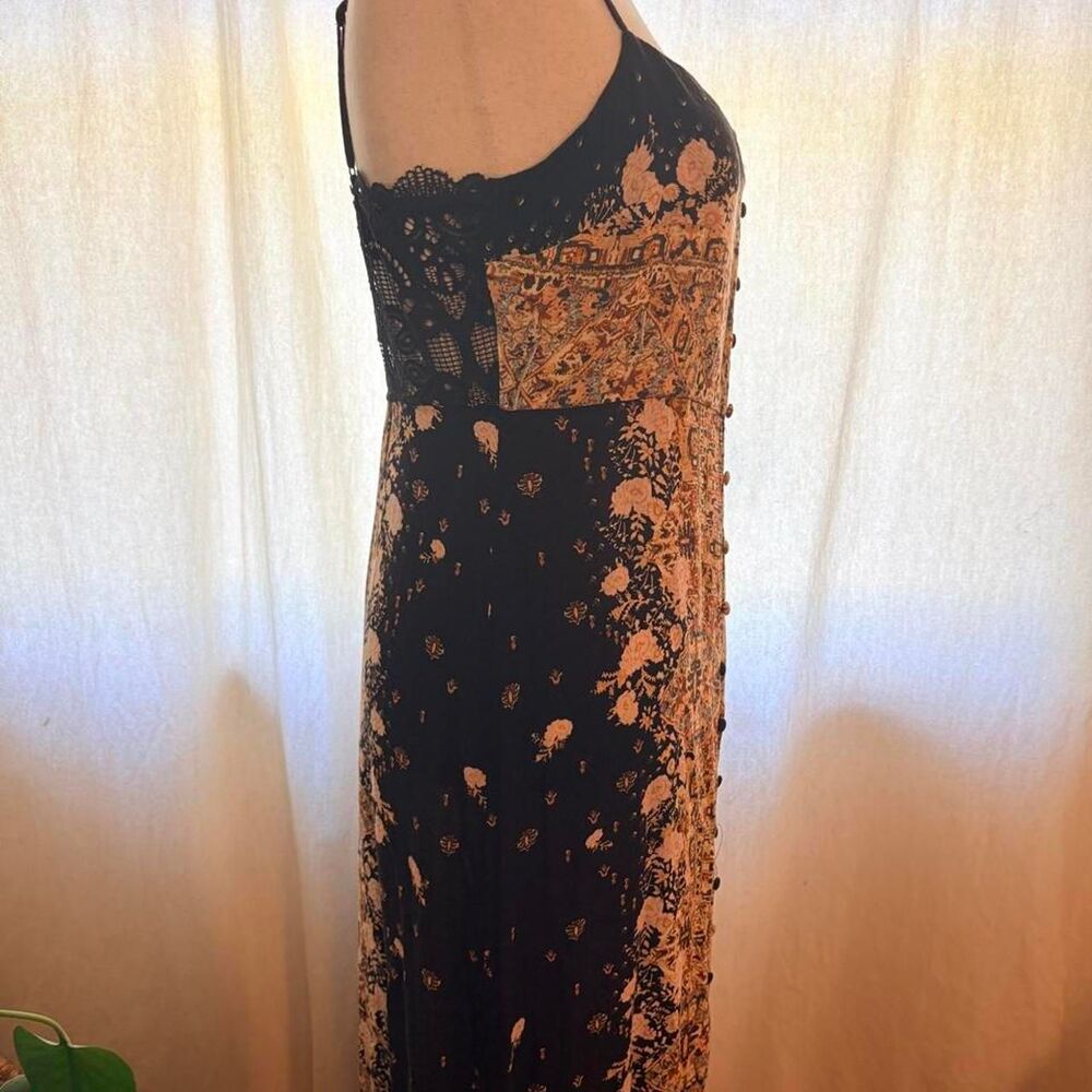 Intimately by Free People - Black, pink & gold floral and paisley print maxi dre - Picture 4 of 8